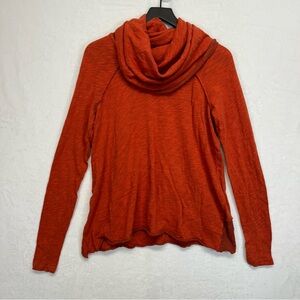 FP Beach Free People Orange One Body Top O/S Cowl Neck Sweater Cotton Oversize
